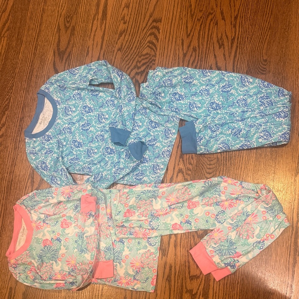 Lilly Pulitzer Kids Pajama Set - Blue and Pink Floral